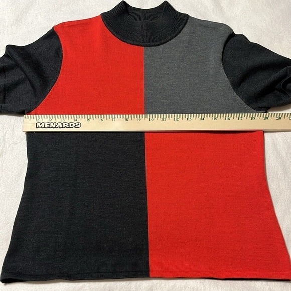 Tahari Vintage Short‎ Sleeve Turtleneck Sweater Colorblock  Womens Size 14 - Picture 4 of 10